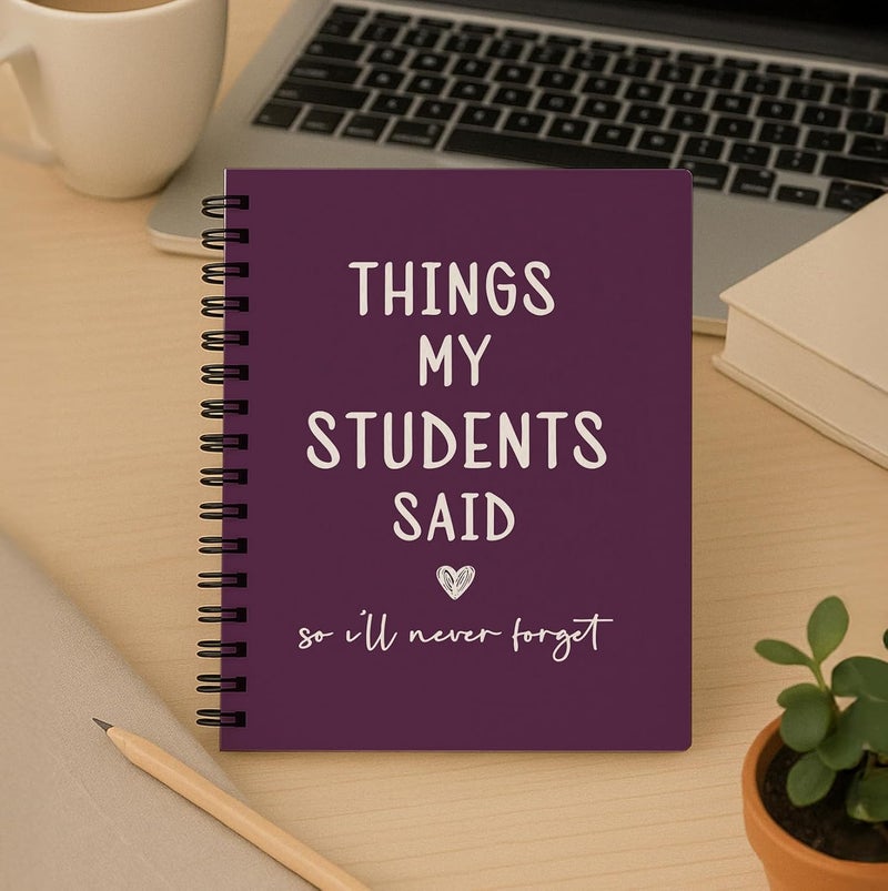 bitCNY Teacher Gift Spiral Notebook Dark Purple, Thank You Gift for Teacher, Teacher Appreciation Gifts, Keepsake Journal, Teacher Notebooks for School Supplies, Home & Office, Spiral Bound 5.5x8.5 - Image 3